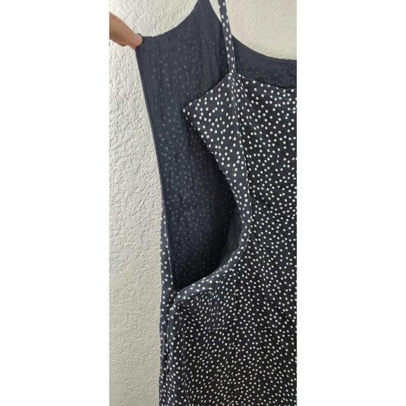 Adriana Black and White Polka-dot 100% Silk Slip Dress w/hidden side Zipper Sz 8 - Picture 3 of 8